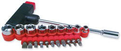 T-Bar Driver Set with 9 Sockets and 11 Bits - 21-Piece